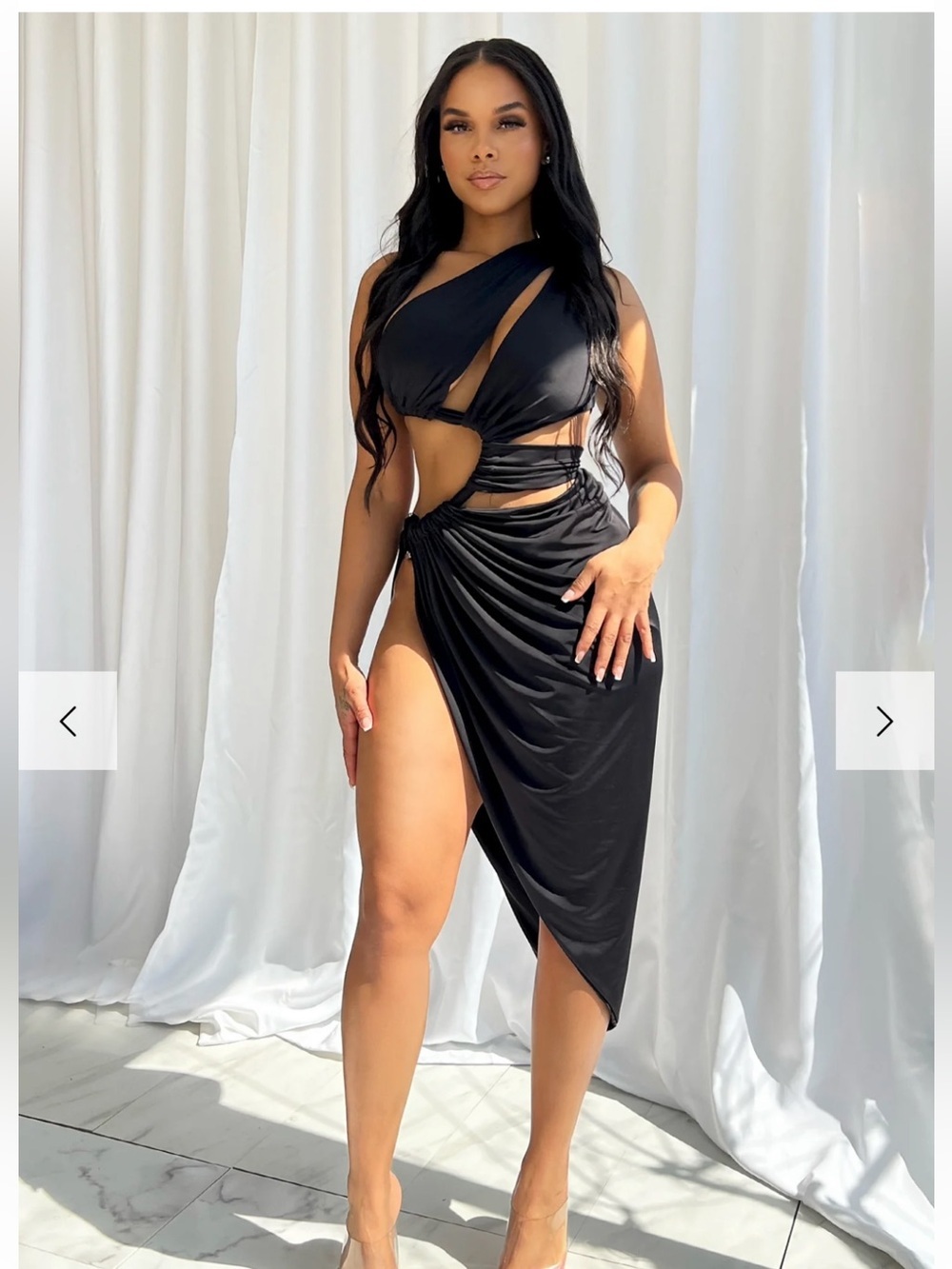 Black Cutout Asymmetric Dress - Women